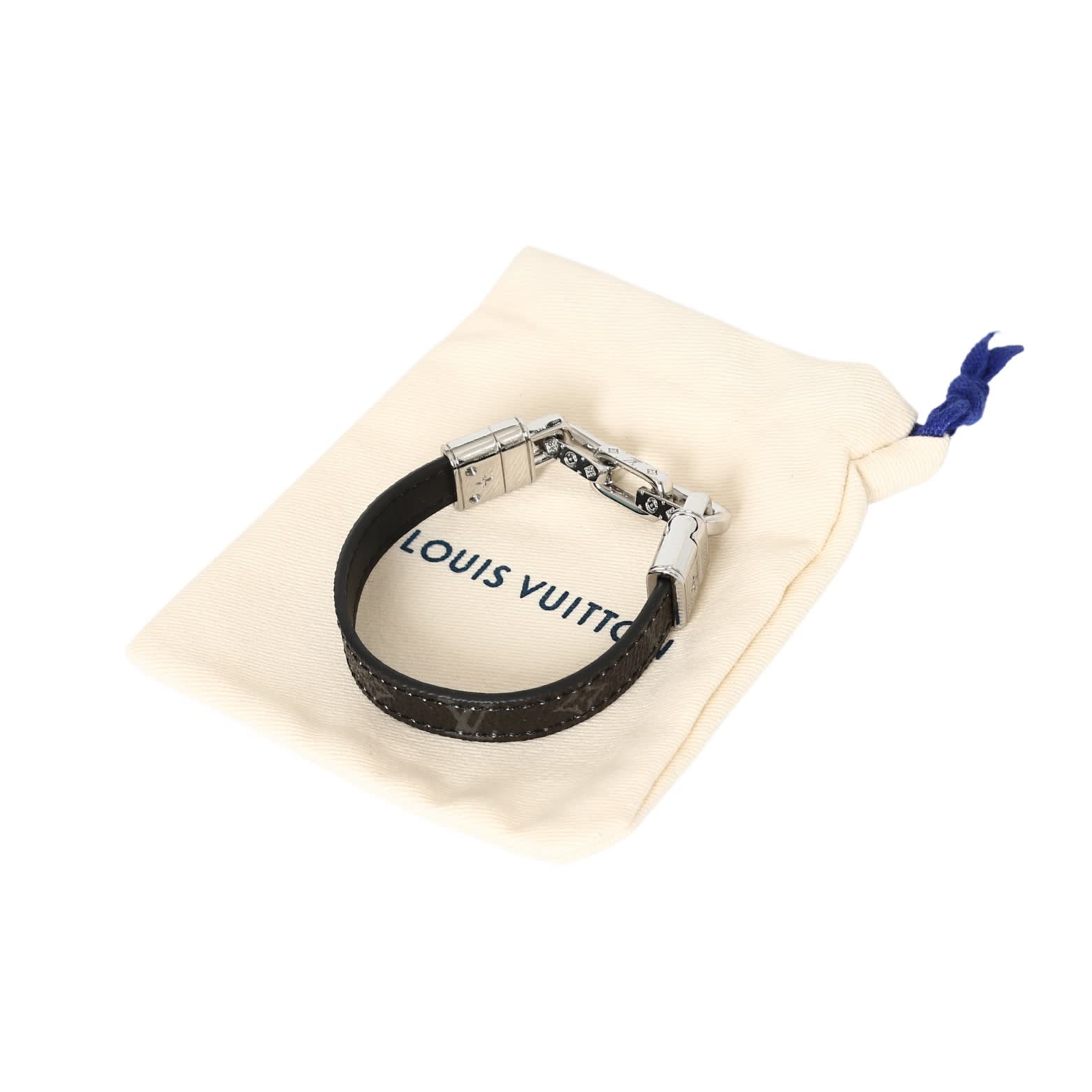 Louis Vuitton Leather Bracelet with Silver Clasp